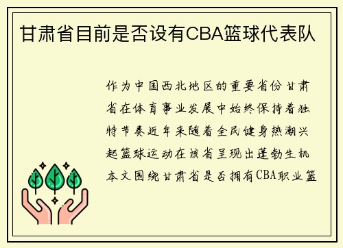 甘肃省目前是否设有CBA篮球代表队